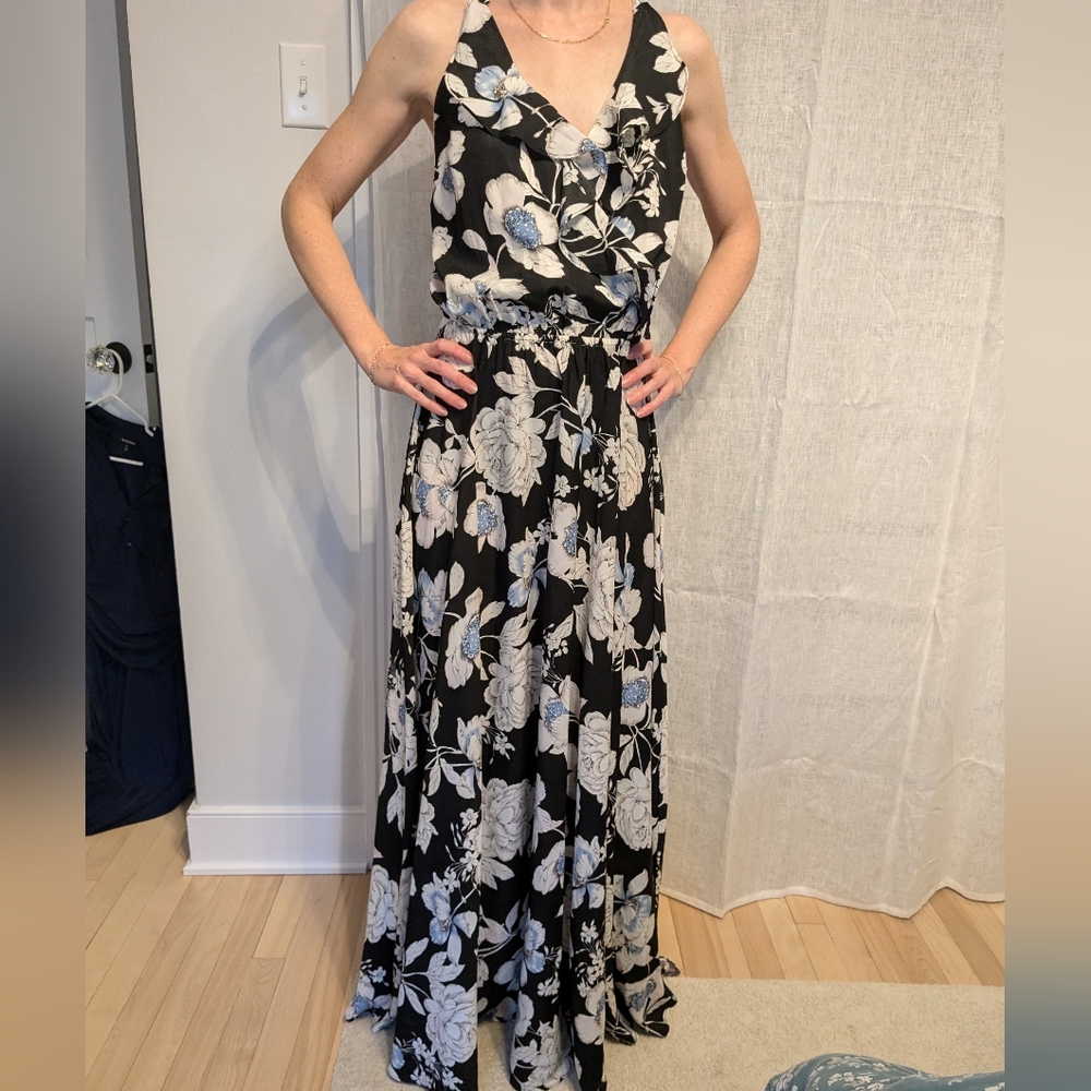 NWT Ark & co. Black floral maxi dress